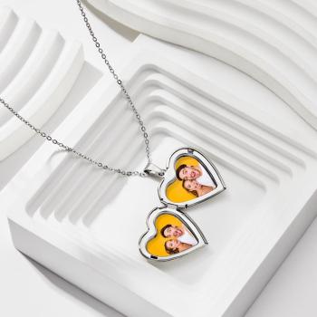 Photo Personnalisée Gravé Collier Coeur Pendentif Exquis Couple Cadeaux - votrecollierprenomfr