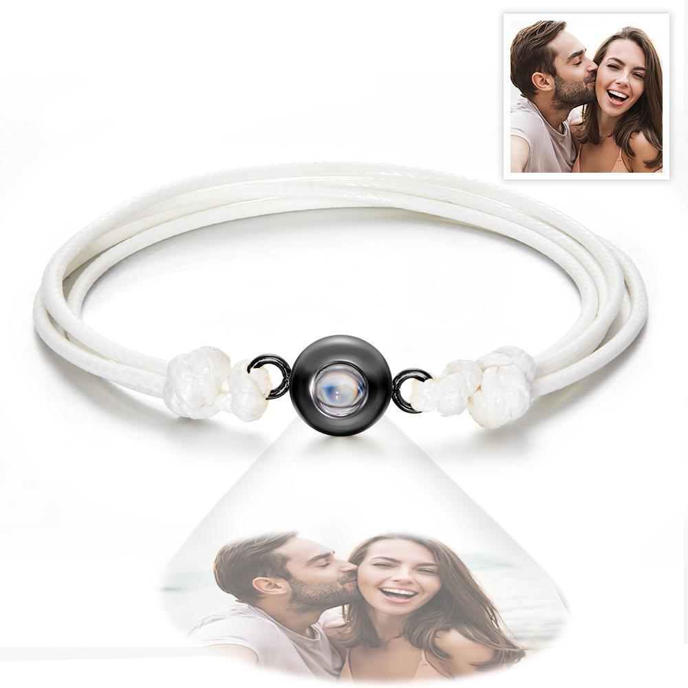 Cadeaux De Couple Colorés De Style De Tissage De Bracelet De Photo De Projection Personnalisée - votrecollierprenomfr