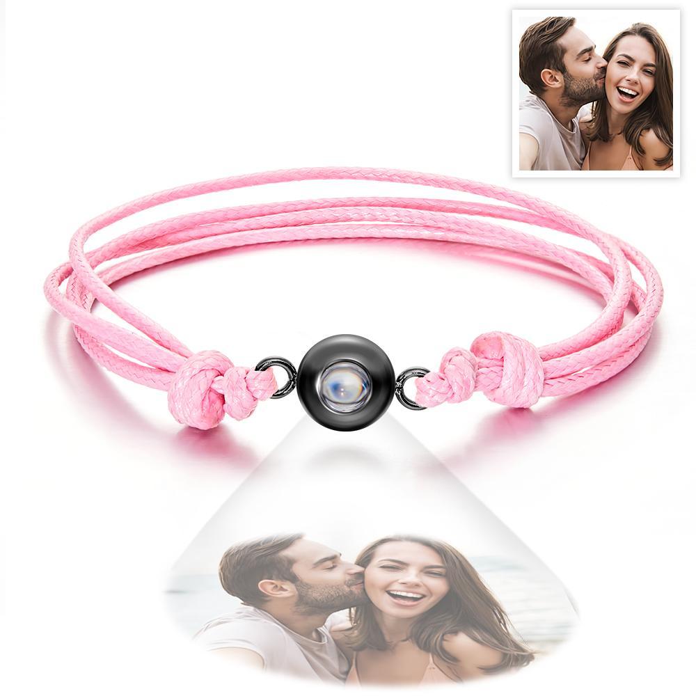 Cadeaux De Couple Colorés De Style De Tissage De Bracelet De Photo De Projection Personnalisée - votrecollierprenomfr