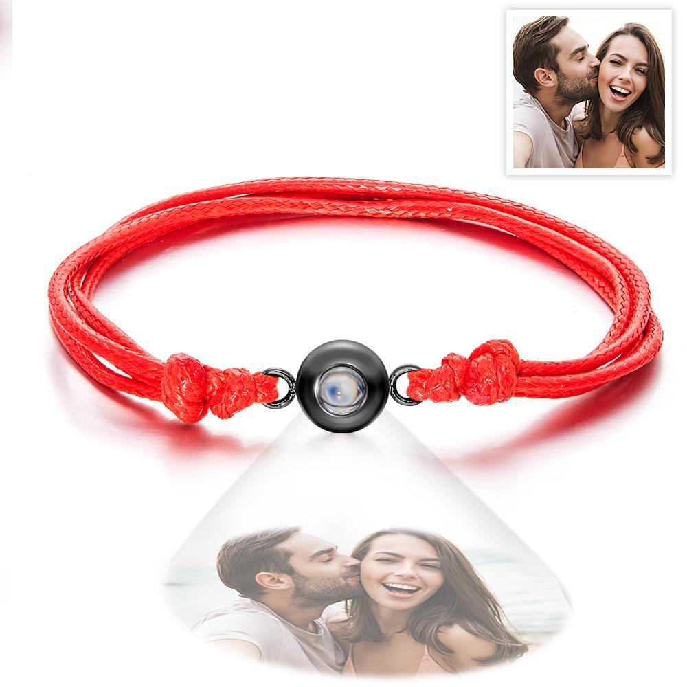 Cadeaux De Couple Colorés De Style De Tissage De Bracelet De Photo De Projection Personnalisée - votrecollierprenomfr