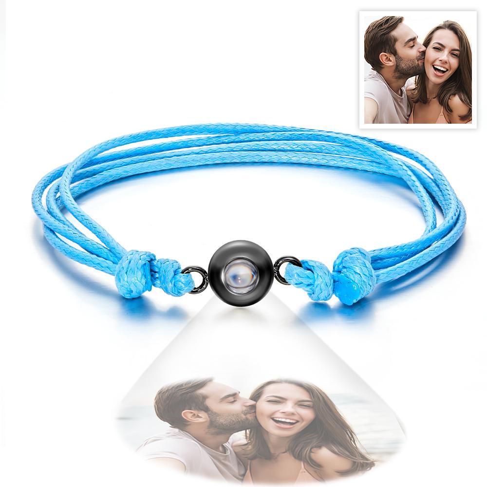 Cadeaux De Couple Colorés De Style De Tissage De Bracelet De Photo De Projection Personnalisée - votrecollierprenomfr