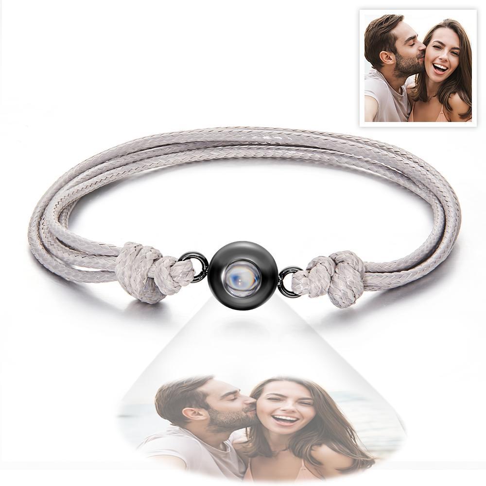 Cadeaux De Couple Colorés De Style De Tissage De Bracelet De Photo De Projection Personnalisée - votrecollierprenomfr