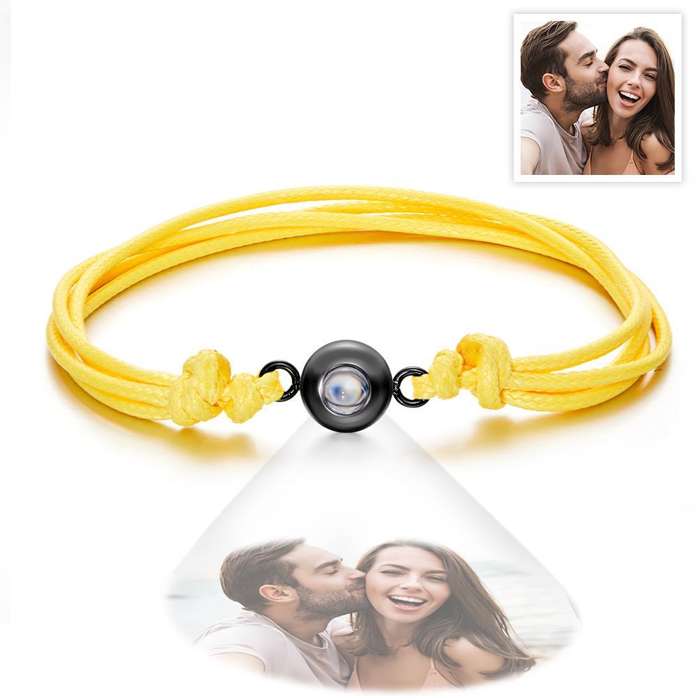 Cadeaux De Couple Colorés De Style De Tissage De Bracelet De Photo De Projection Personnalisée - votrecollierprenomfr