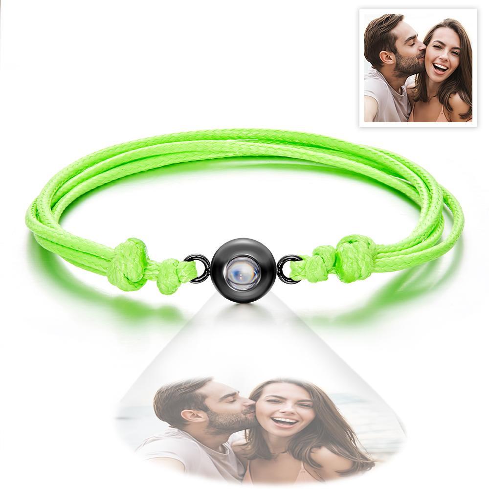 Cadeaux De Couple Colorés De Style De Tissage De Bracelet De Photo De Projection Personnalisée - votrecollierprenomfr