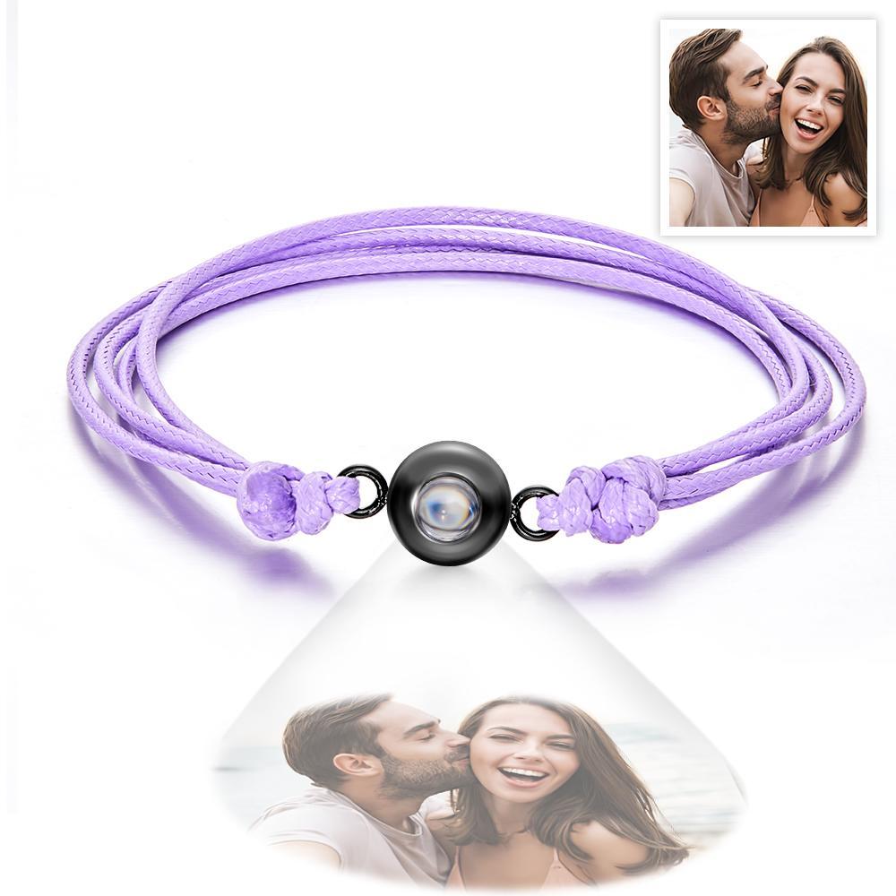 Cadeaux De Couple Colorés De Style De Tissage De Bracelet De Photo De Projection Personnalisée - votrecollierprenomfr