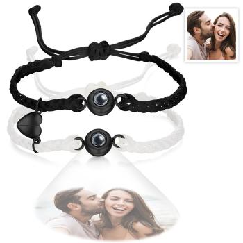 Cadeau D'anniversaire De Bracelet Magnétique Tissé De Bracelet De Projection De Photo Personnalisé - votrecollierprenomfr