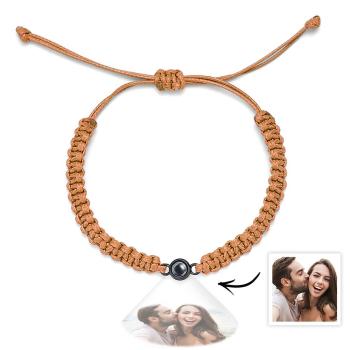 Bracelet De Projection De Photo Tressé Personnalisé, Corde En Queue De Poisson, Bracelet Tressé À La Main, Cadeau De Fête Des Pères Pour Hommes - votrecollierprenomfr