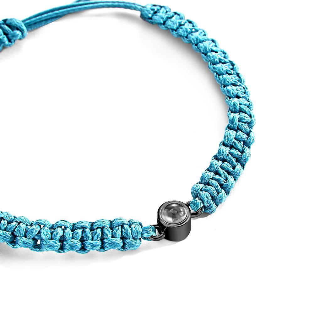 Bracelet De Projection De Photo Tressé Personnalisé, Corde En Queue De Poisson, Bracelet Tressé À La Main, Cadeau De Fête Des Pères Pour Hommes - votrecollierprenomfr