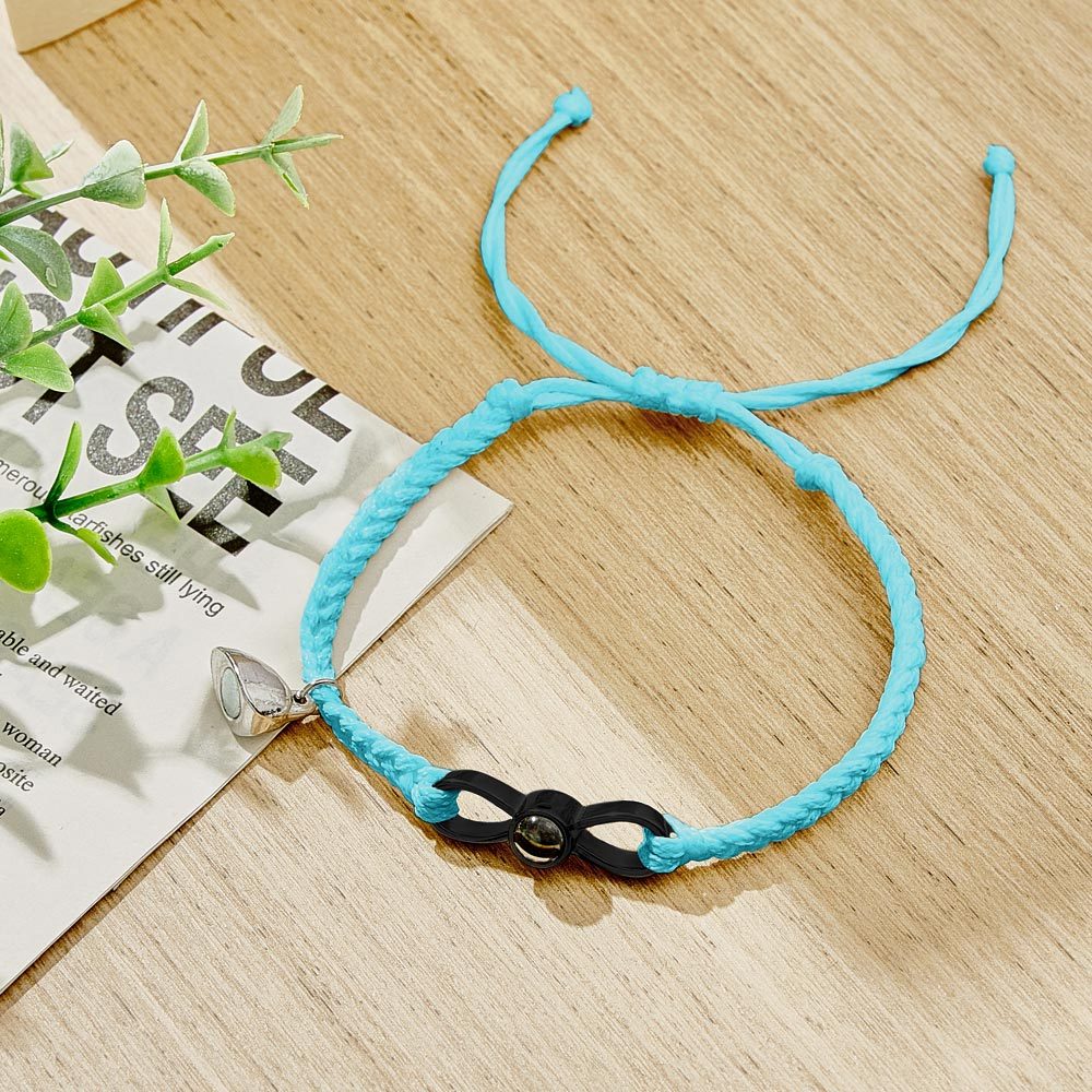 Bracelet De Projection De Photo Personnalisé, Bracelet Magnétique En Cœur Tissé, Cadeau Pour Couple - votrecollierprenomfr