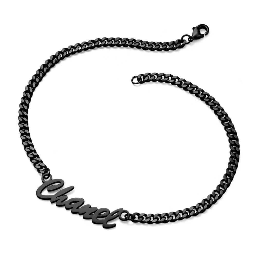 Bracelet Épais Prénom Personnalisé Votre Nom Pour Hommes Garçons Femmes Chaîne Gourmette Lourde - votrecollierprenomfr