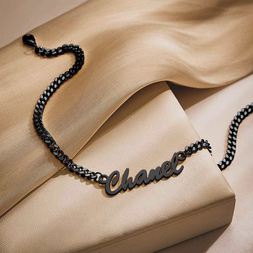 Bracelet Épais Prénom Personnalisé Votre Nom Pour Hommes Garçons Femmes Chaîne Gourmette Lourde - votrecollierprenomfr