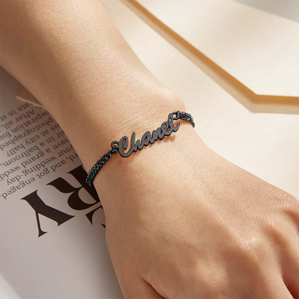 Bracelet Épais Prénom Personnalisé Votre Nom Pour Hommes Garçons Femmes Chaîne Gourmette Lourde - votrecollierprenomfr