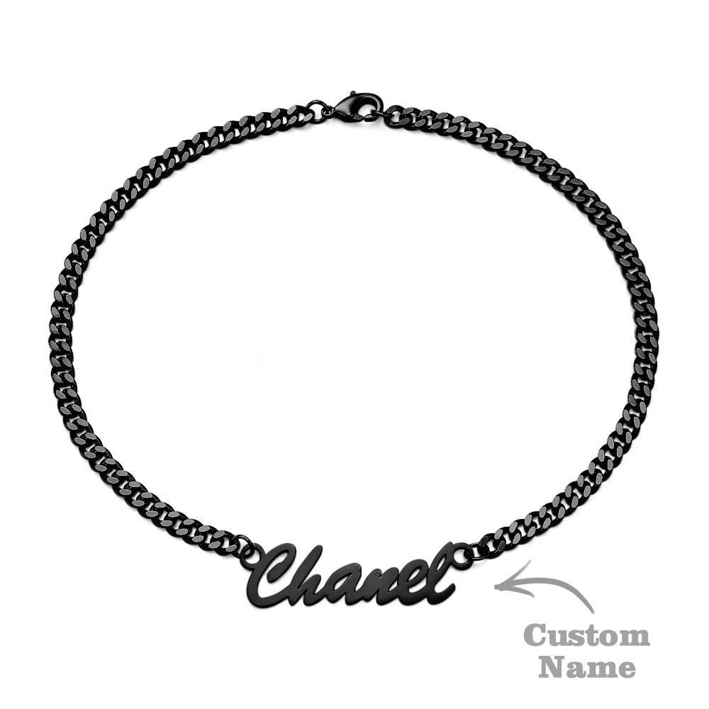Bracelet Épais Prénom Personnalisé Votre Nom Pour Hommes Garçons Femmes Chaîne Gourmette Lourde - votrecollierprenomfr