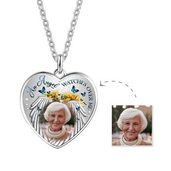 Collier Photo Personnalisé Ange Veille Sur Moi Cadeaux Créatifs - votrecollierprenomfr