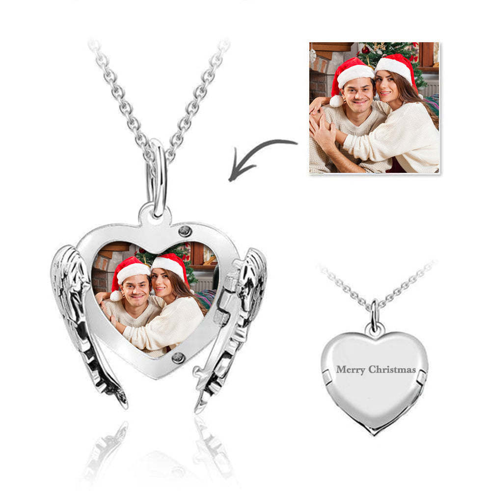 Collier Photo Personnalisé, Collier Aile D'ange Personnalisé, Cadeau De Noël Unique - votrecollierprenomfr