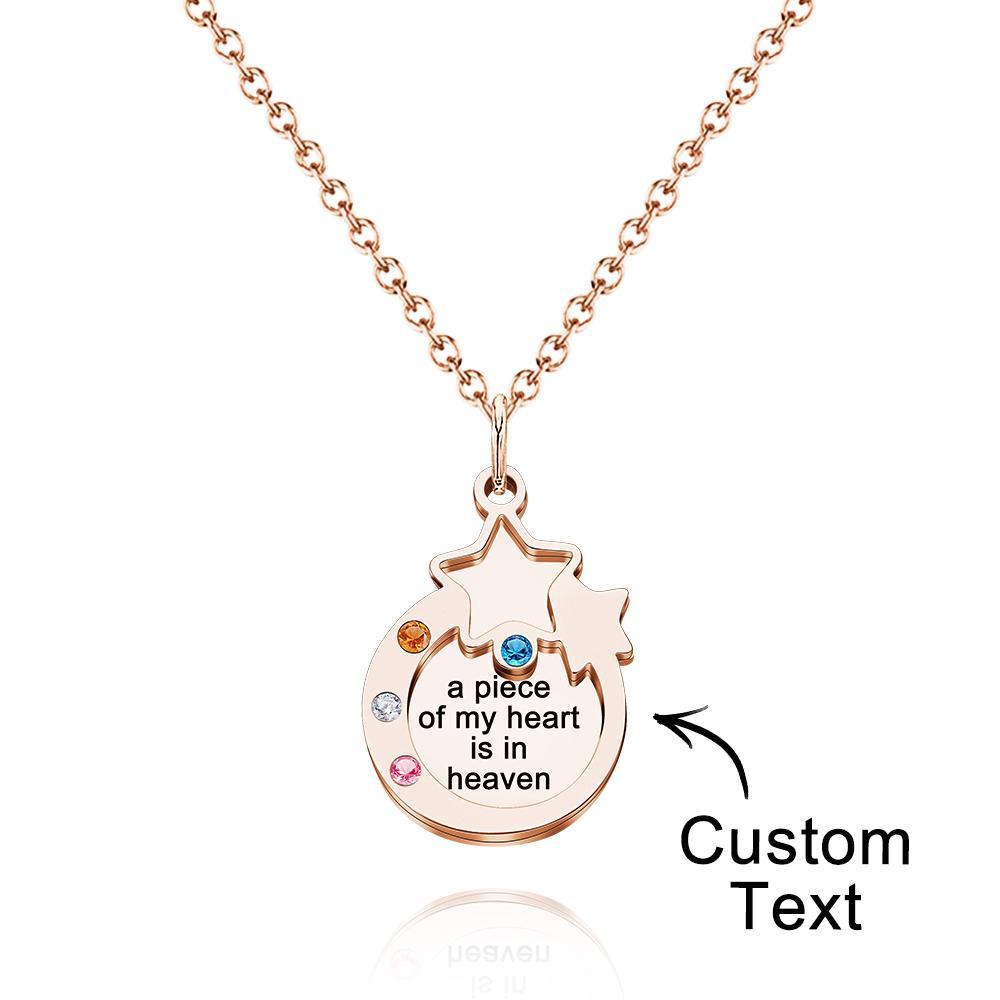 Collier De Pierre De Naissance Gravé Personnalisé, Cadeaux Créatifs À Double Couche - votrecollierprenomfr