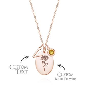 Collier De Pierre De Naissance Avec Texte Personnalisé, Collier De Fleurs De Naissance, Cadeau Pour Maman - votrecollierprenomfr