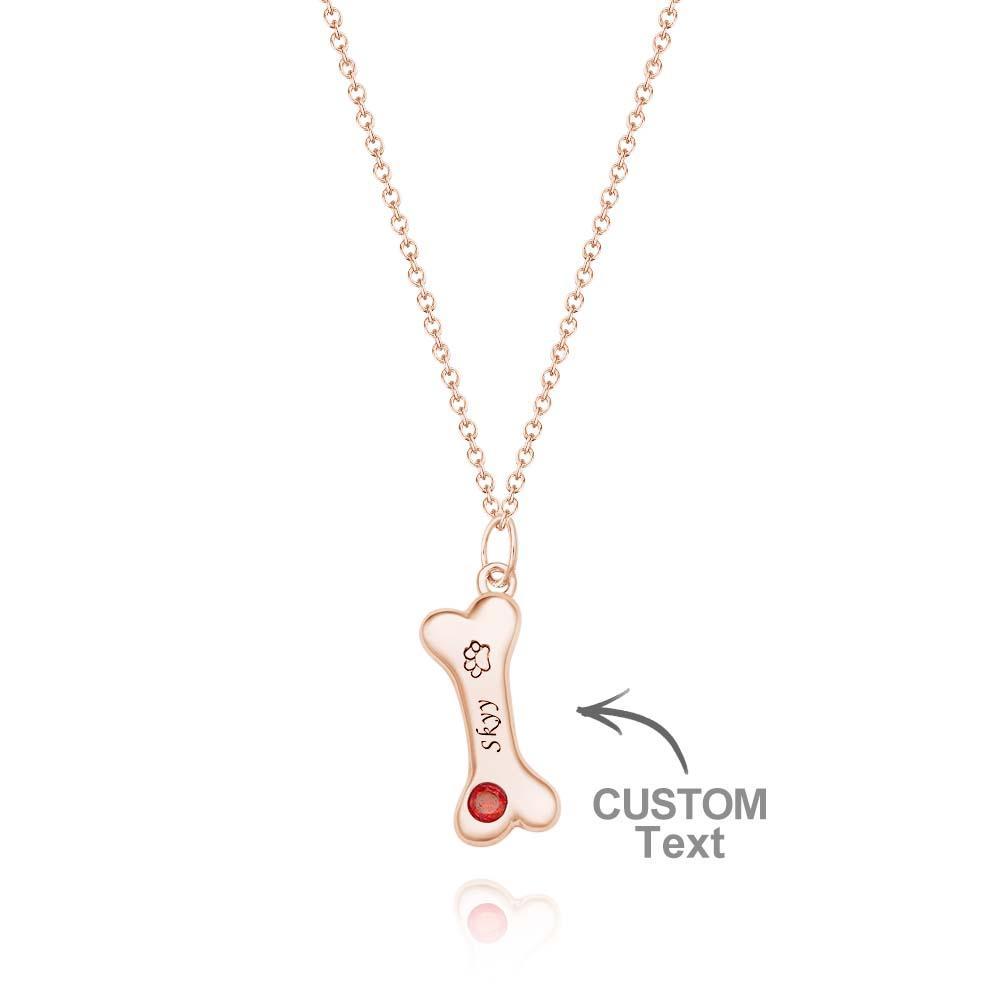 Collier En Os Gravable Avec Pierre De Naissance, Pendentif Patte D'animal Personnalisé, Cadeau Pour Les Amoureux Des Animaux De Compagnie - votrecollierprenomfr