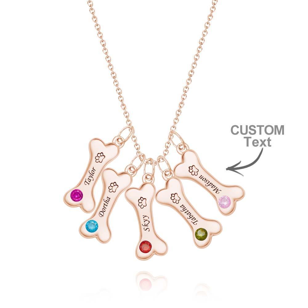 Collier En Os Gravable Avec Pierre De Naissance, Pendentif Patte D'animal Personnalisé, Cadeau Pour Les Amoureux Des Animaux De Compagnie - votrecollierprenomfr