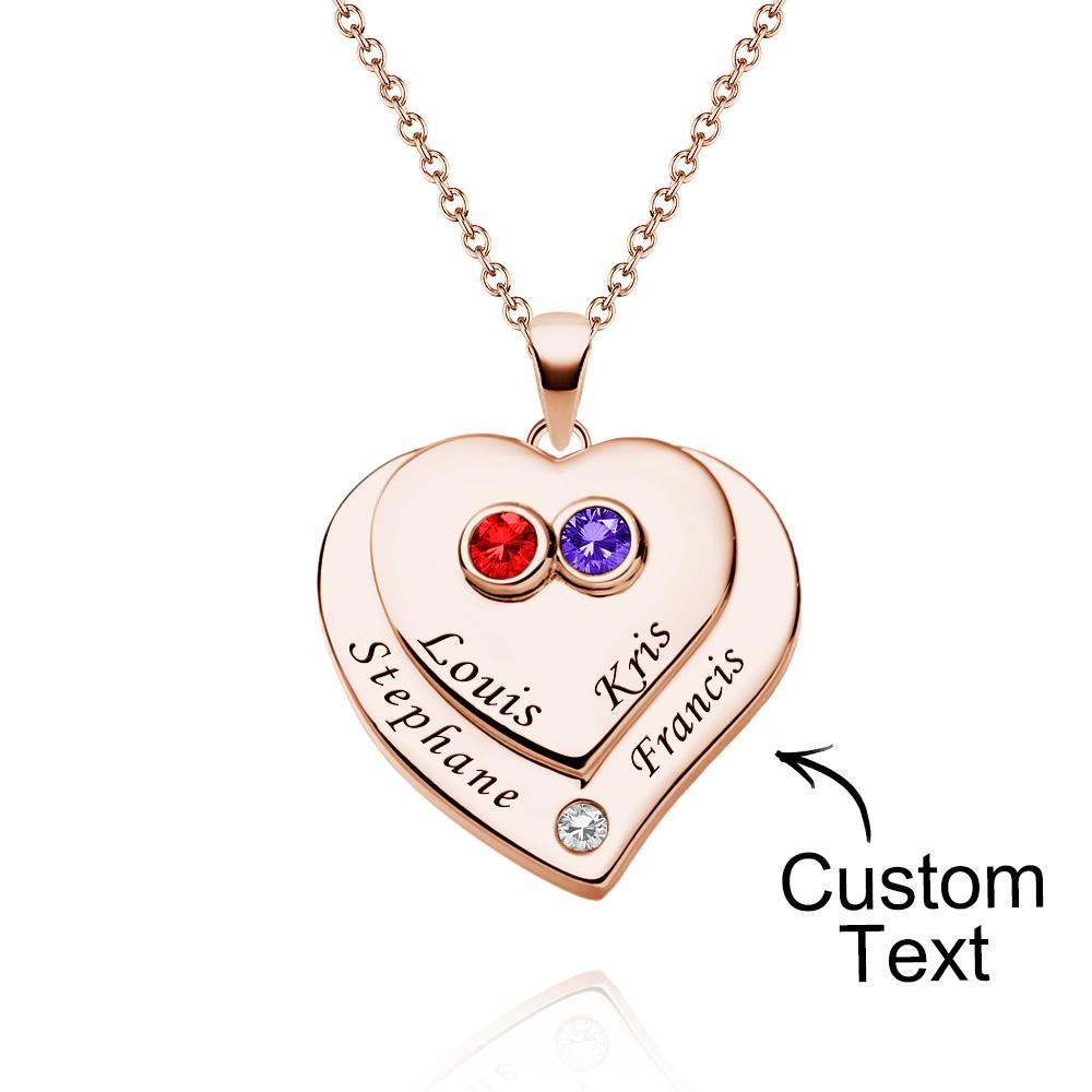 Collier Double Coeurs Gravable Avec Pierre De Naissance Beaux Bijoux Cadeaux Pour Elle - votrecollierprenomfr