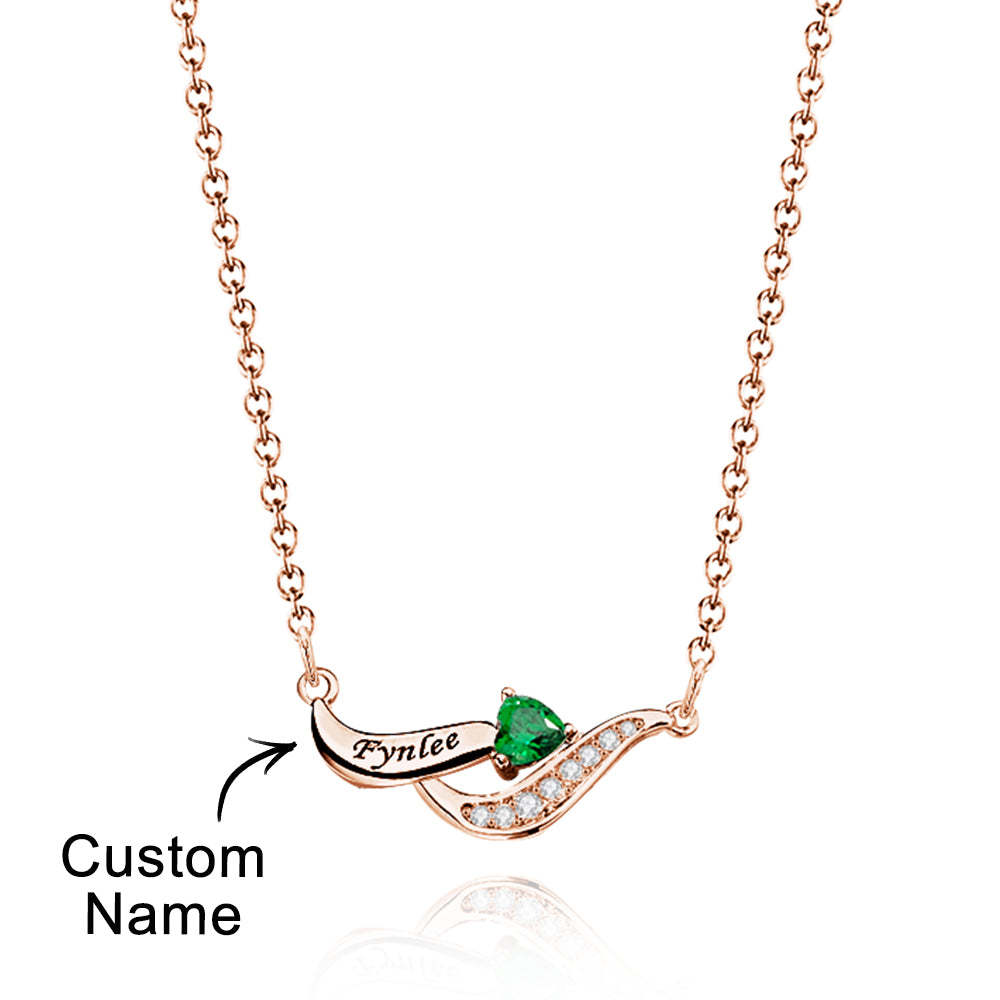 Collier Charmant À Graver Avec Des Cadeaux De Pierre De Naissance En Forme De Cœur Pour Elle - votrecollierprenomfr