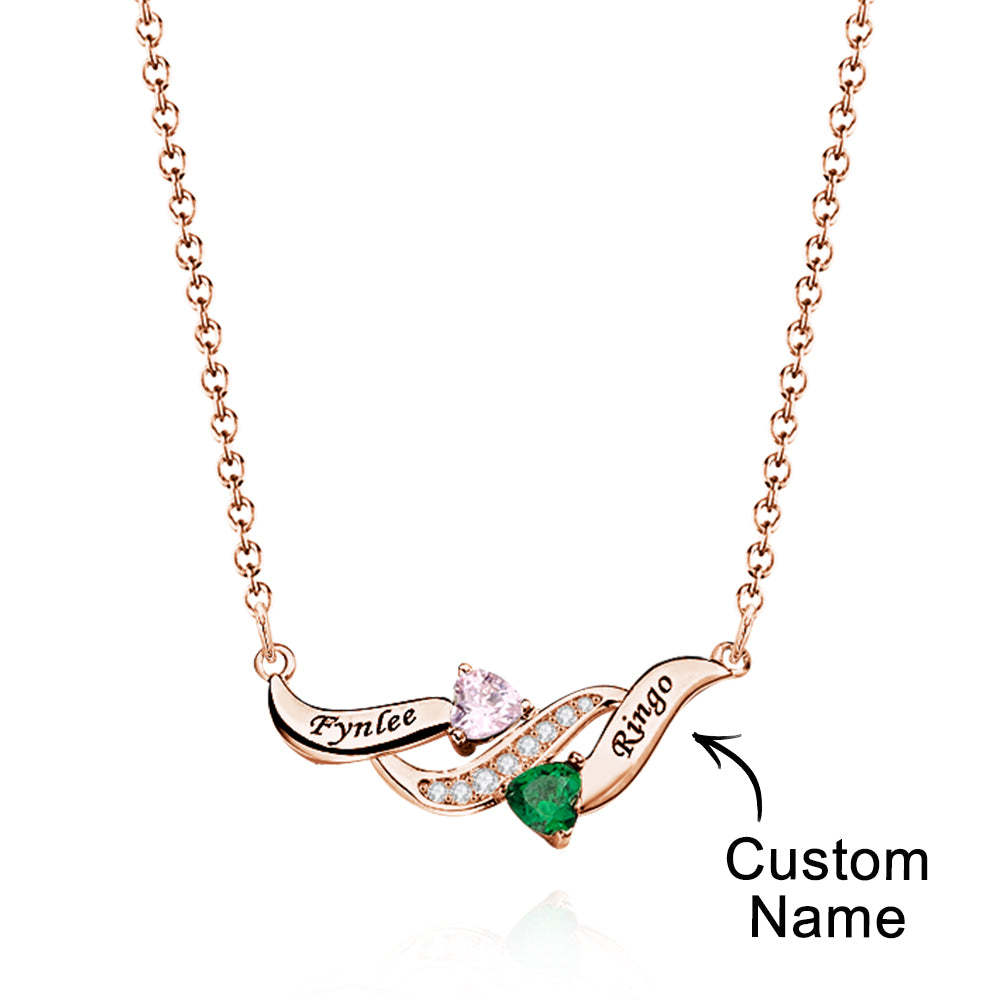 Collier Charmant À Graver Avec Des Cadeaux De Pierre De Naissance En Forme De Cœur Pour Elle - votrecollierprenomfr
