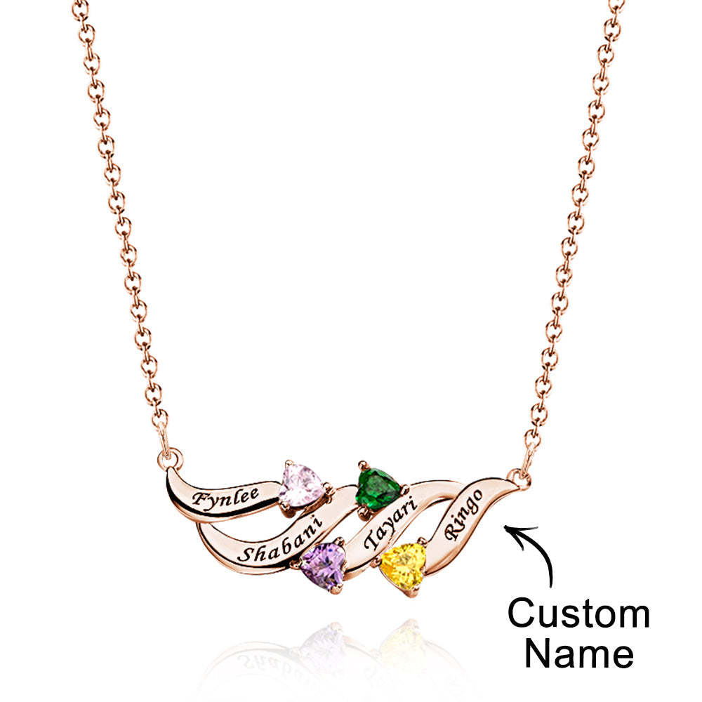 Collier Charmant À Graver Avec Des Cadeaux De Pierre De Naissance En Forme De Cœur Pour Elle - votrecollierprenomfr