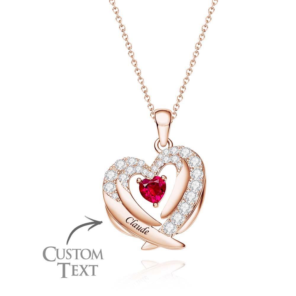 Collier Avec Pierre De Naissance À Graver, Magnifiques Ailes, Cadeaux Pour Femmes - votrecollierprenomfr