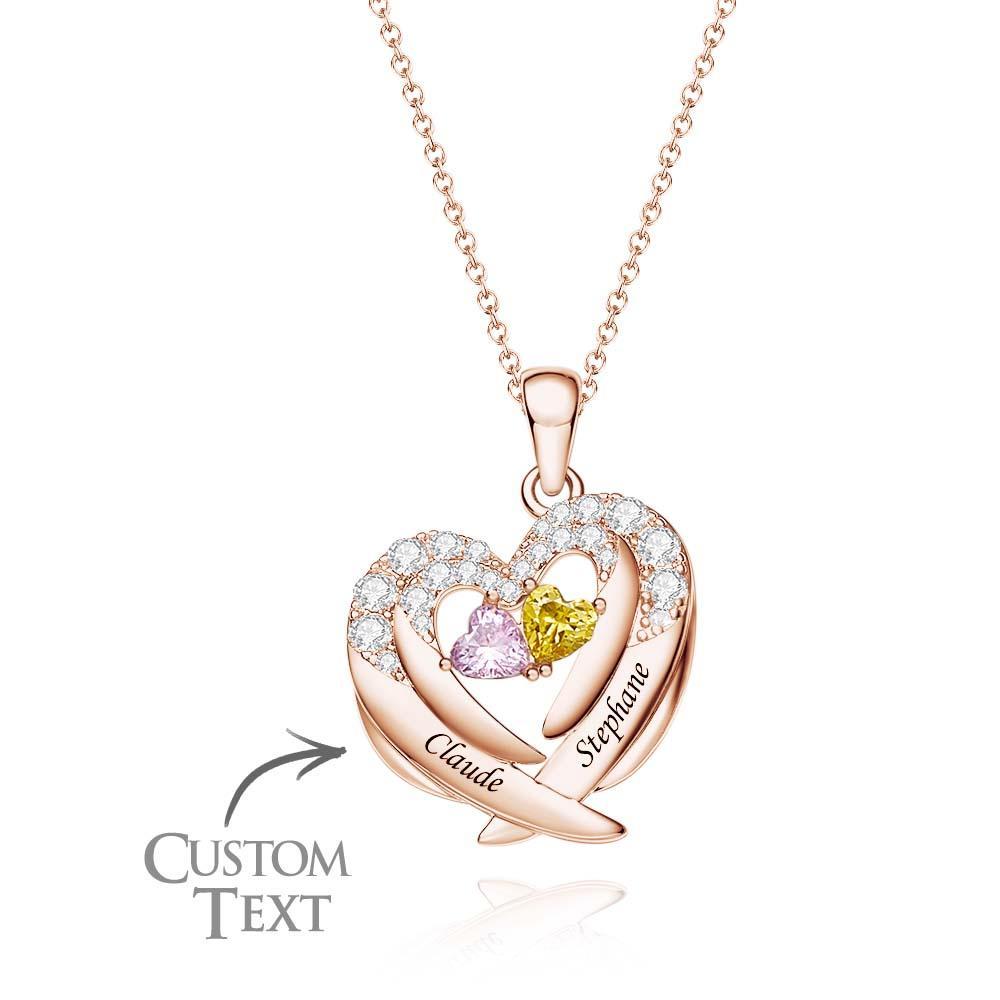 Collier Avec Pierre De Naissance À Graver, Magnifiques Ailes, Cadeaux Pour Femmes - votrecollierprenomfr