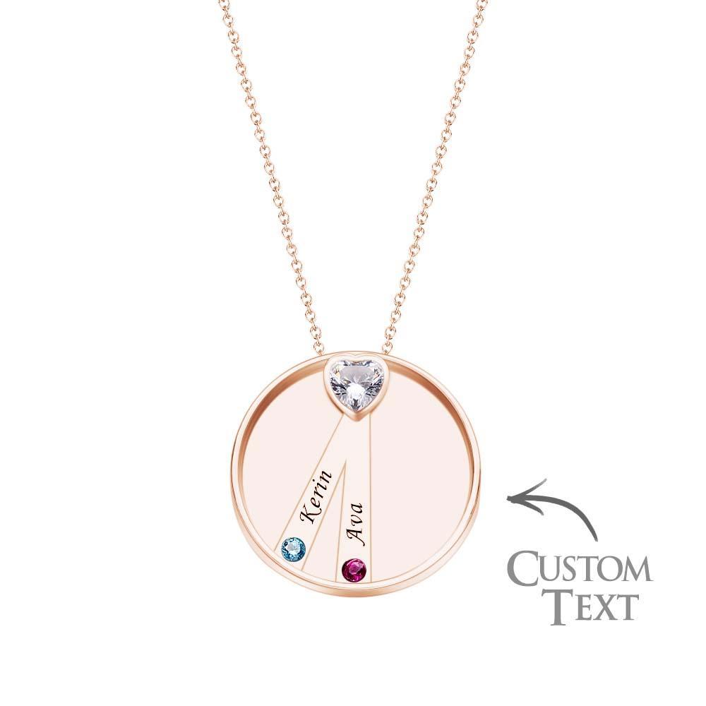 Collier Avec Pierre De Naissance Gravable, Charmant Pendentif Circulaire, Bijoux Cadeaux Pour Femmes - votrecollierprenomfr