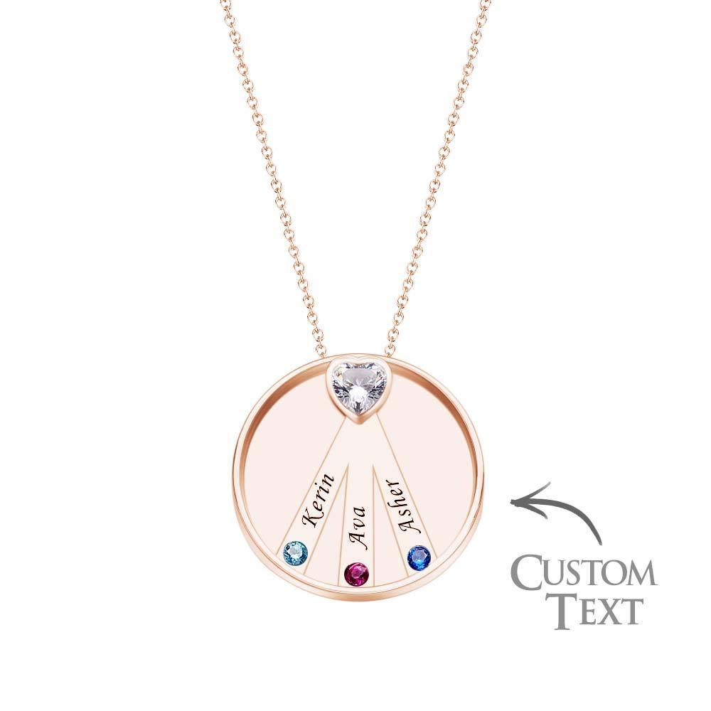 Collier Avec Pierre De Naissance Gravable, Charmant Pendentif Circulaire, Bijoux Cadeaux Pour Femmes - votrecollierprenomfr