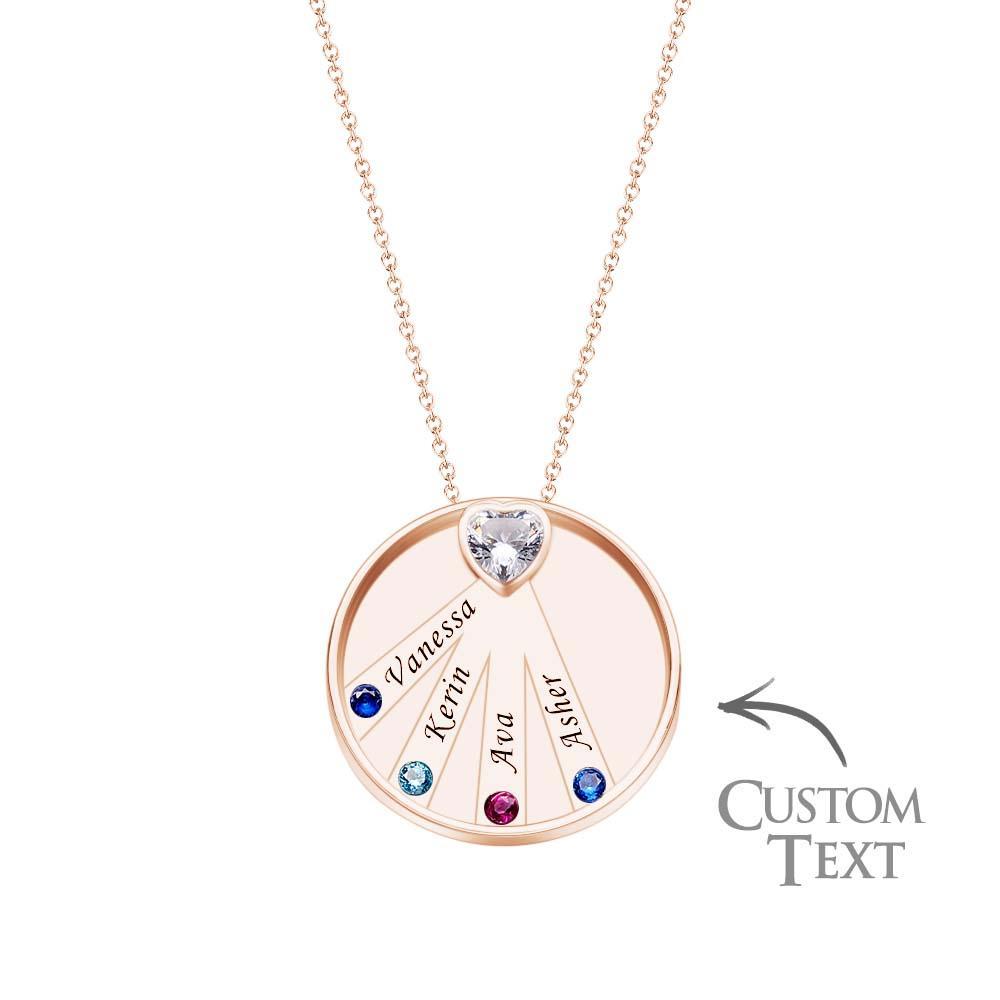Collier Avec Pierre De Naissance Gravable, Charmant Pendentif Circulaire, Bijoux Cadeaux Pour Femmes - votrecollierprenomfr