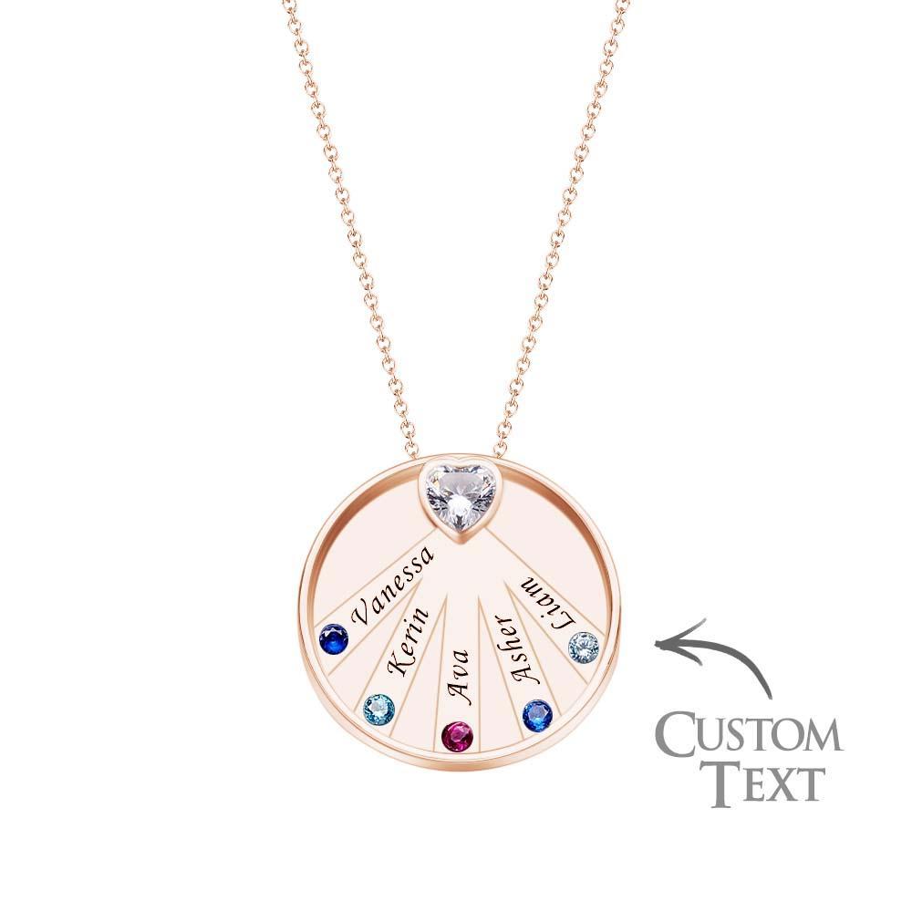 Collier Avec Pierre De Naissance Gravable, Charmant Pendentif Circulaire, Bijoux Cadeaux Pour Femmes - votrecollierprenomfr