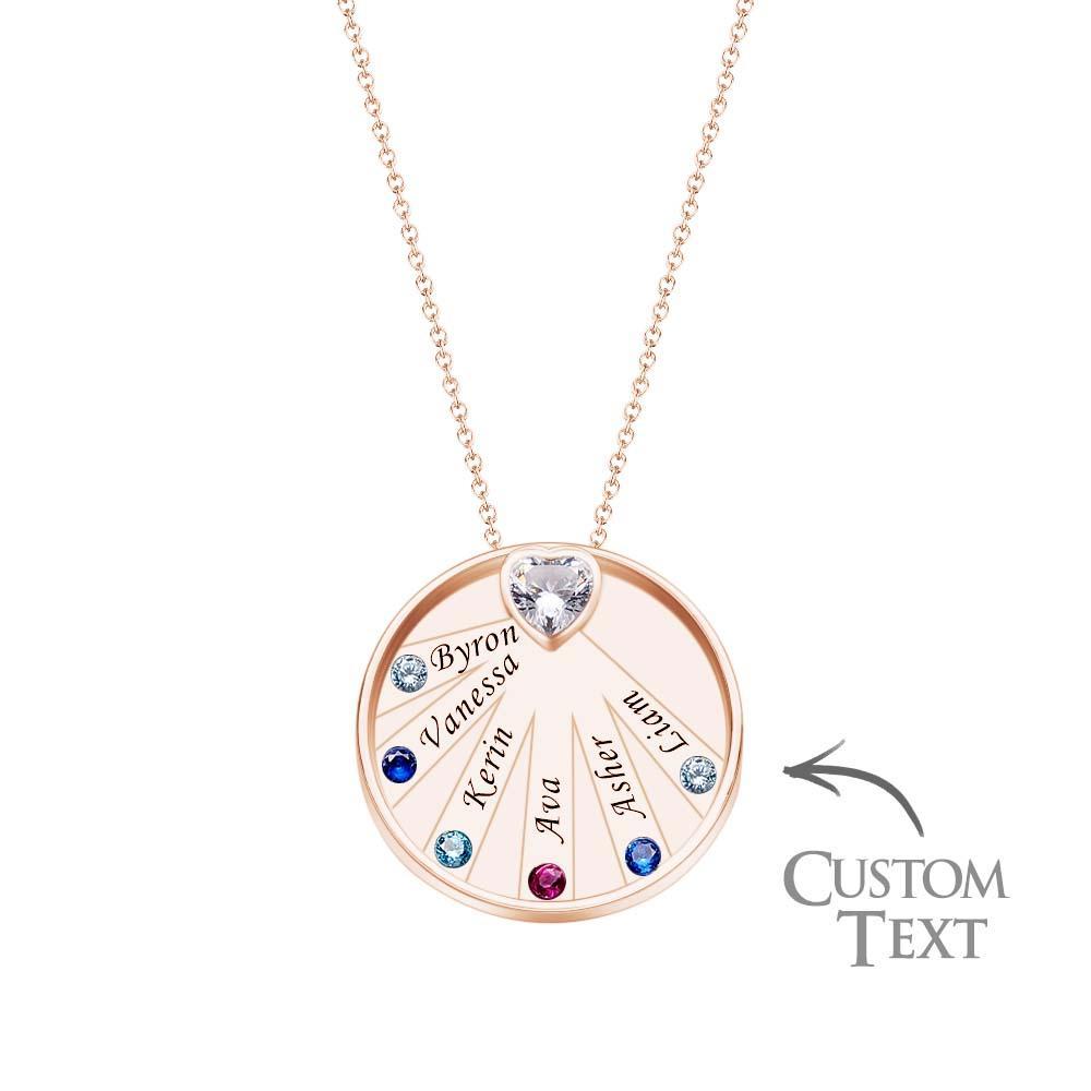 Collier Avec Pierre De Naissance Gravable, Charmant Pendentif Circulaire, Bijoux Cadeaux Pour Femmes - votrecollierprenomfr