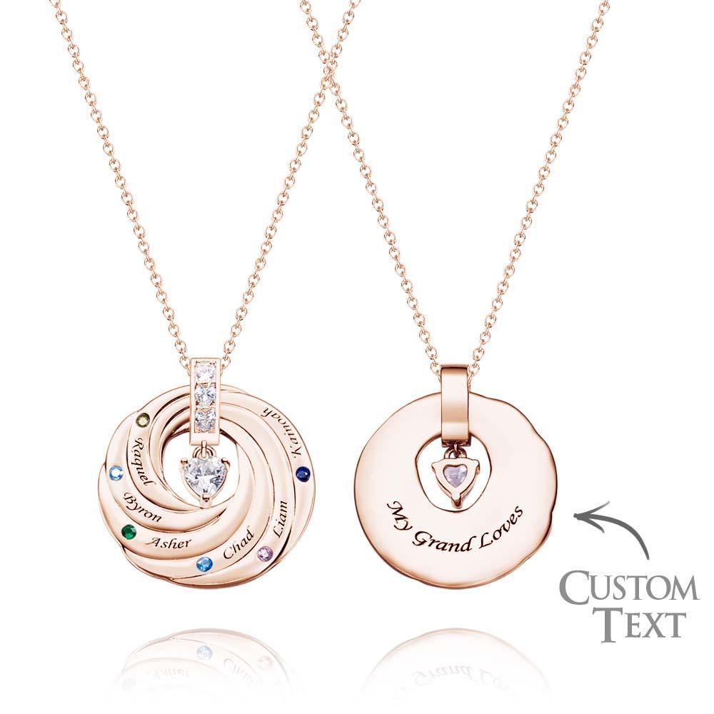 Collier Élégant Avec Pierre De Naissance Avec Pendentif Cercle De Texte, Cadeaux Pour Femmes - votrecollierprenomfr