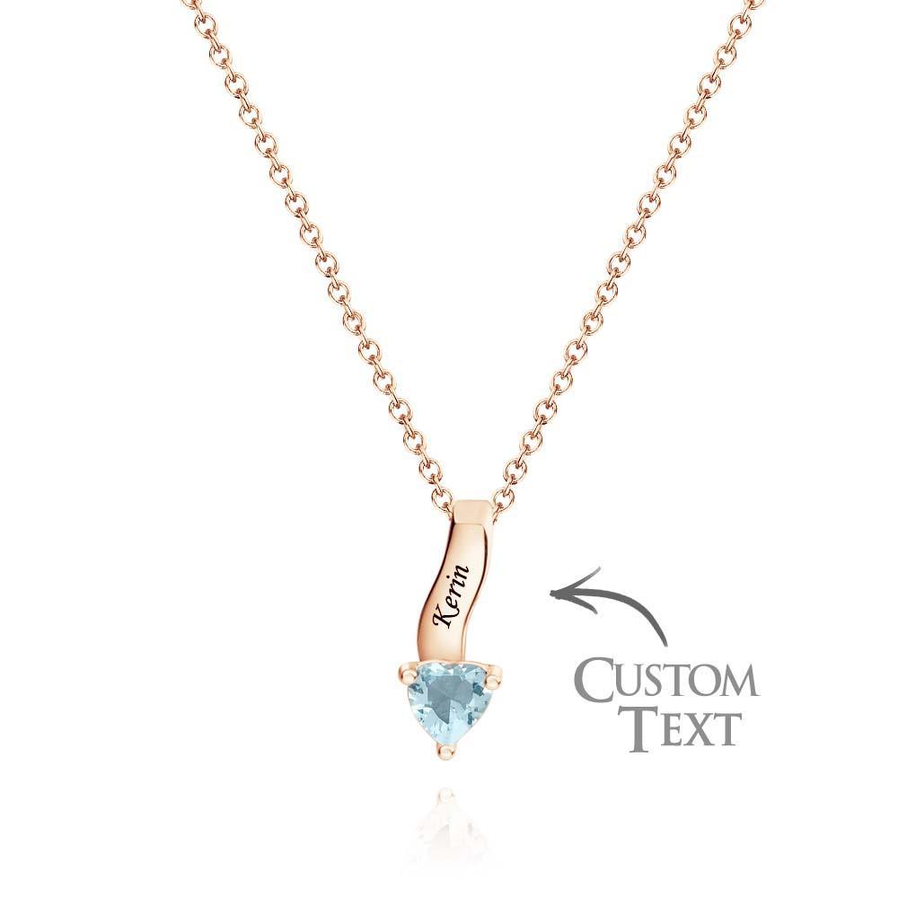 Collier Personnalisé Avec Pierre De Naissance En Forme De Cœur, Collier Noble Gravé Personnalisé Pour Femmes - votrecollierprenomfr