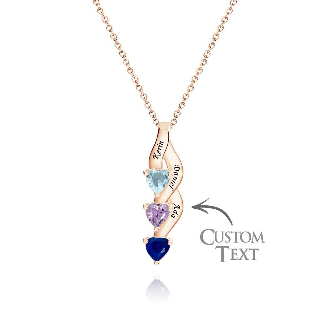 Collier Personnalisé Avec Pierre De Naissance En Forme De Cœur, Collier Noble Gravé Personnalisé Pour Femmes - votrecollierprenomfr