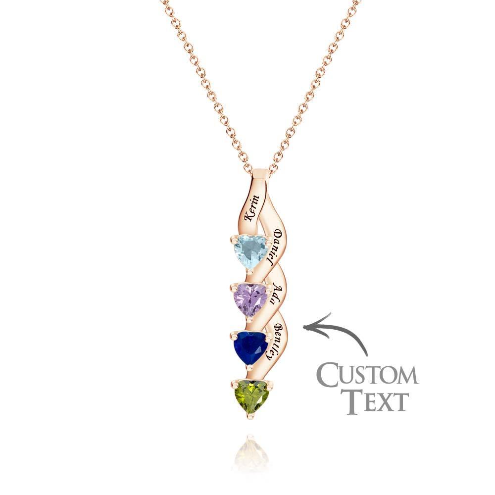 Collier Personnalisé Avec Pierre De Naissance En Forme De Cœur, Collier Noble Gravé Personnalisé Pour Femmes - votrecollierprenomfr
