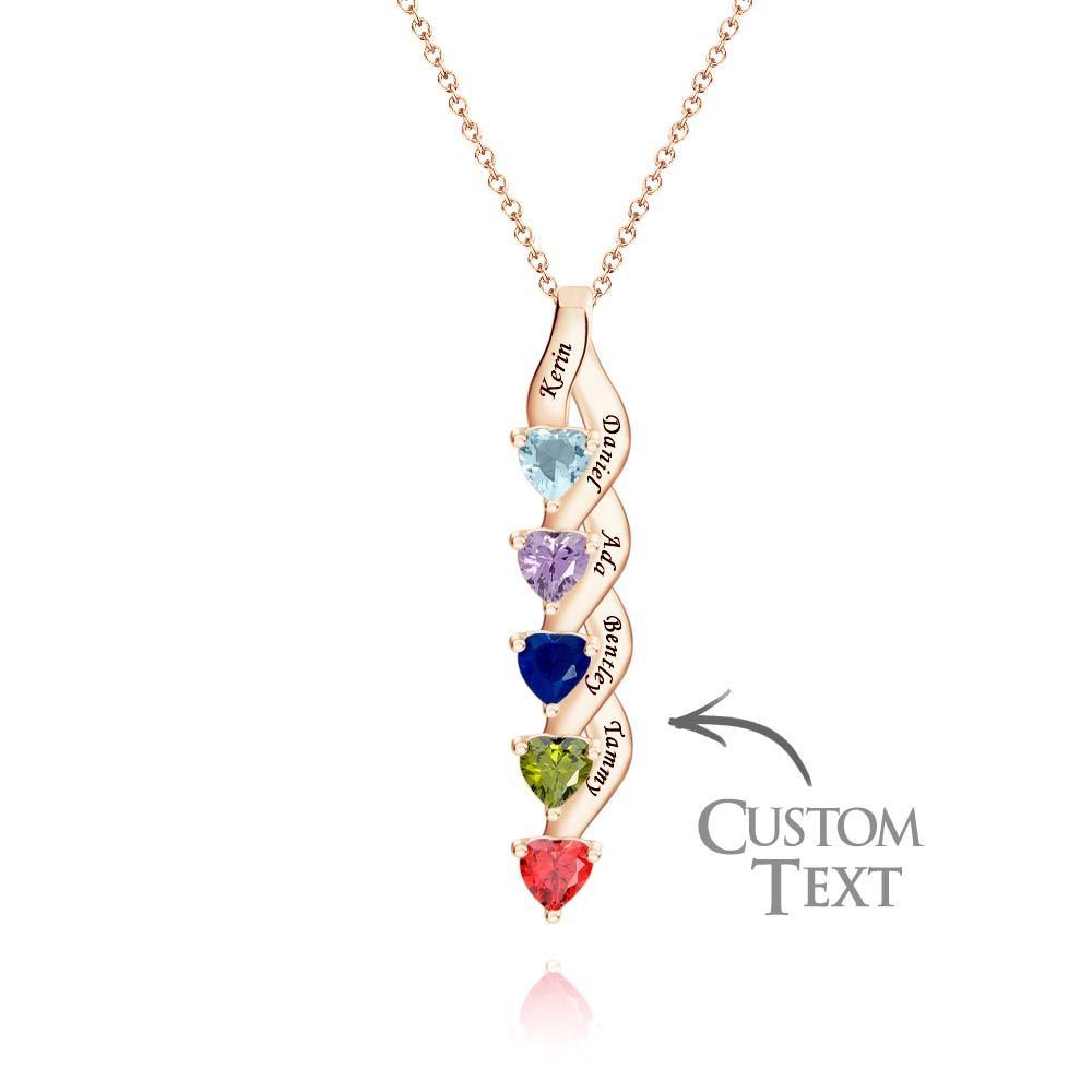 Collier Personnalisé Avec Pierre De Naissance En Forme De Cœur, Collier Noble Gravé Personnalisé Pour Femmes - votrecollierprenomfr