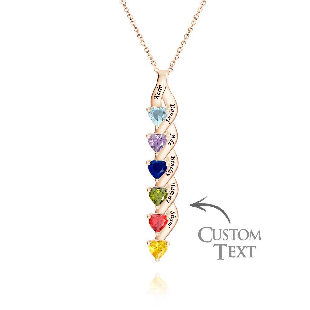 Collier Personnalisé Avec Pierre De Naissance En Forme De Cœur, Collier Noble Gravé Personnalisé Pour Femmes - votrecollierprenomfr
