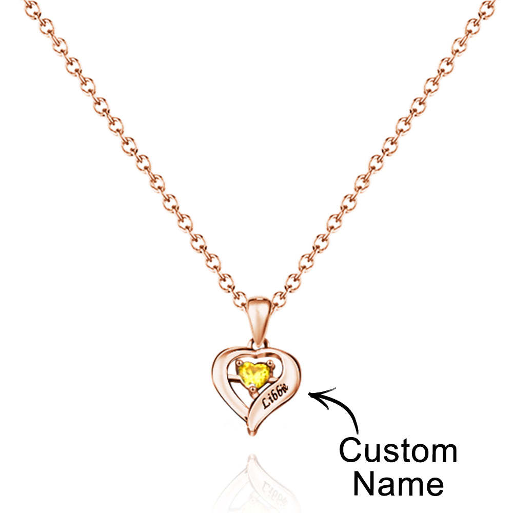 Collier Personnalisé Avec Pierre De Naissance En Forme De Cœur, Quantité Facultative, Bijoux À La Mode, Cadeaux Pour Elle - votrecollierprenomfr