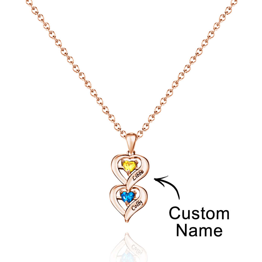 Collier Personnalisé Avec Pierre De Naissance En Forme De Cœur, Quantité Facultative, Bijoux À La Mode, Cadeaux Pour Elle - votrecollierprenomfr