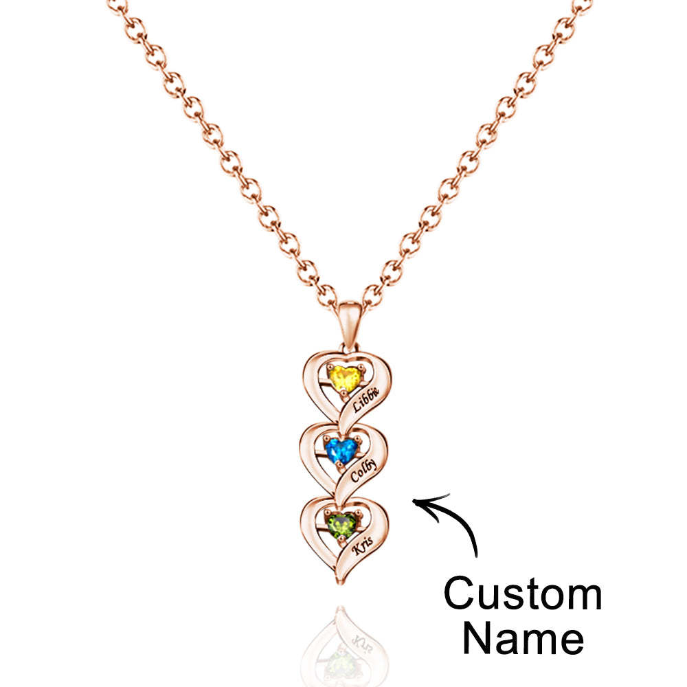 Collier Personnalisé Avec Pierre De Naissance En Forme De Cœur, Quantité Facultative, Bijoux À La Mode, Cadeaux Pour Elle - votrecollierprenomfr