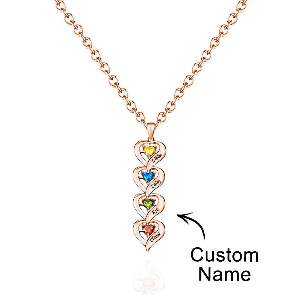 Collier Personnalisé Avec Pierre De Naissance En Forme De Cœur, Quantité Facultative, Bijoux À La Mode, Cadeaux Pour Elle - votrecollierprenomfr