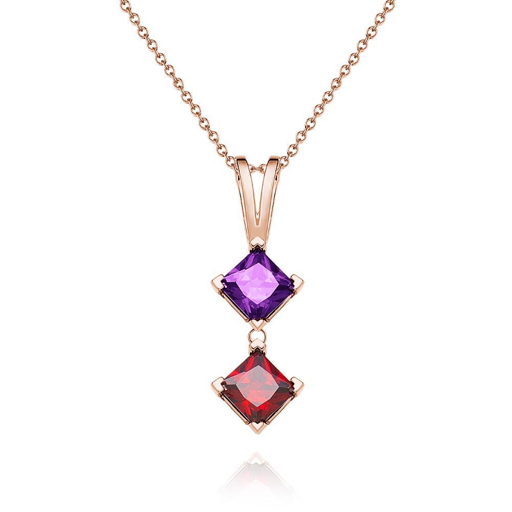 Bijoux Pendentif Colorés Personnalisés Avec Pierre De Naissance Rhomboïde Pour Elle - votrecollierprenomfr