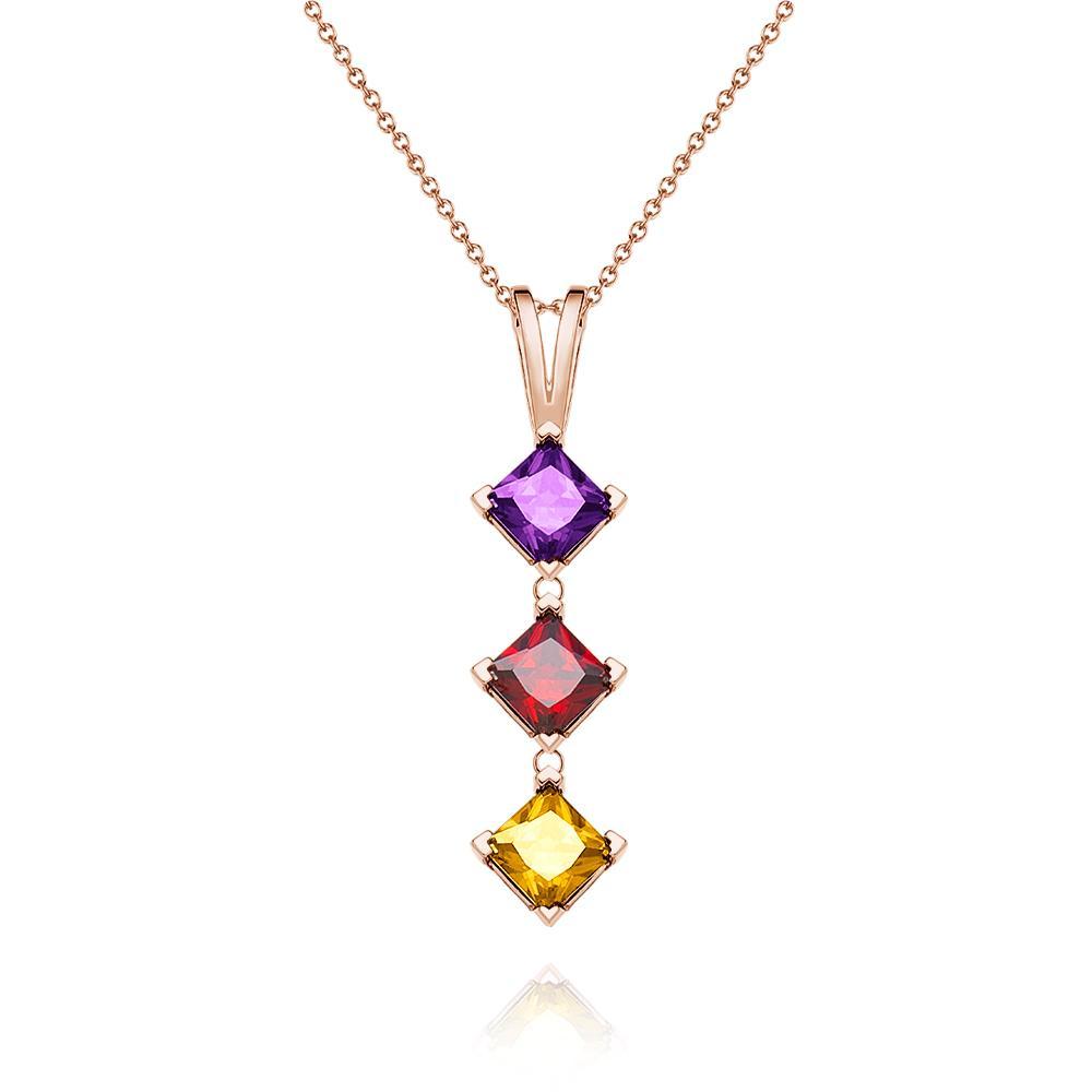 Bijoux Pendentif Colorés Personnalisés Avec Pierre De Naissance Rhomboïde Pour Elle - votrecollierprenomfr