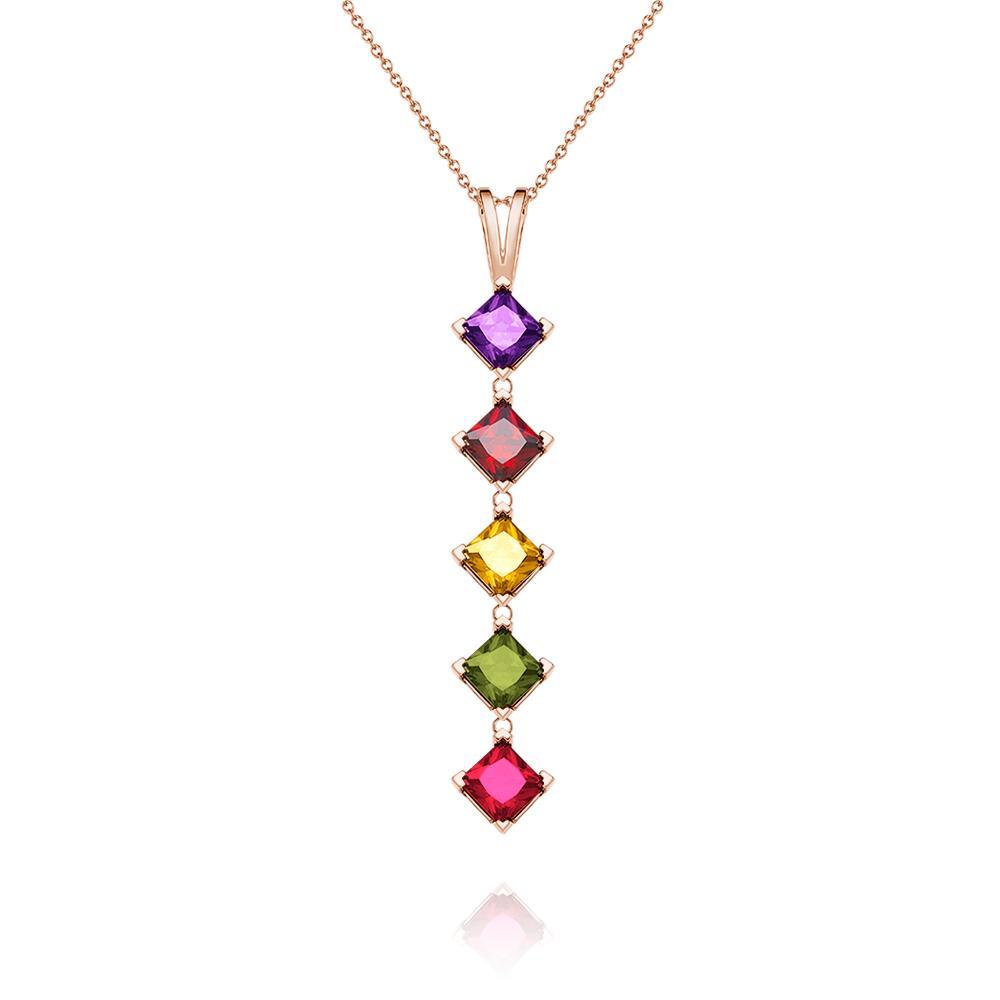 Bijoux Pendentif Colorés Personnalisés Avec Pierre De Naissance Rhomboïde Pour Elle - votrecollierprenomfr