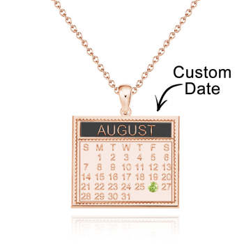 Collier Calendrier Personnalisé Avec Pierre De Naissance Save The Date Pendentif Anniversaire Cadeaux - votrecollierprenomfr
