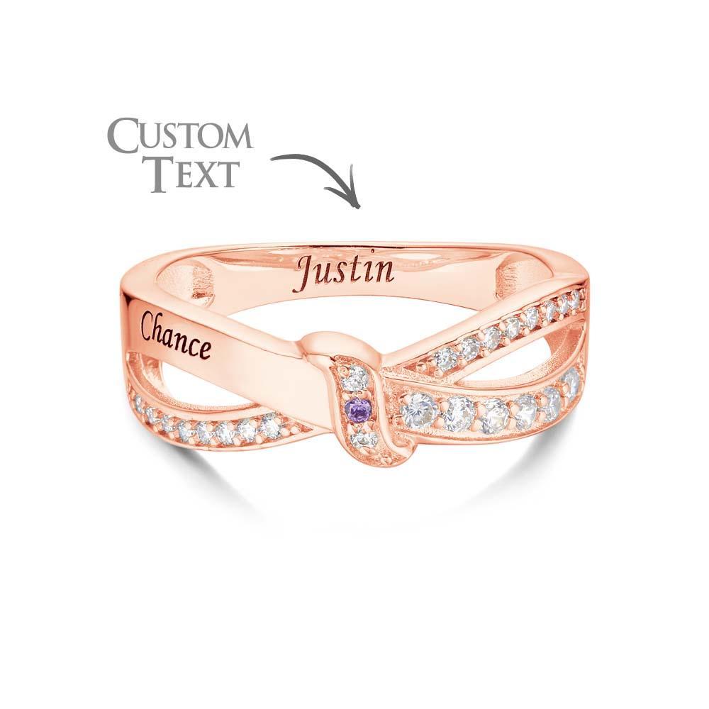 Bague De Naissance Personnalisée Avec Nom Et Texte, Plaqué Or Rose, Bague De Famille Personnalisée, Cadeau Pour Elle - votrecollierprenomfr