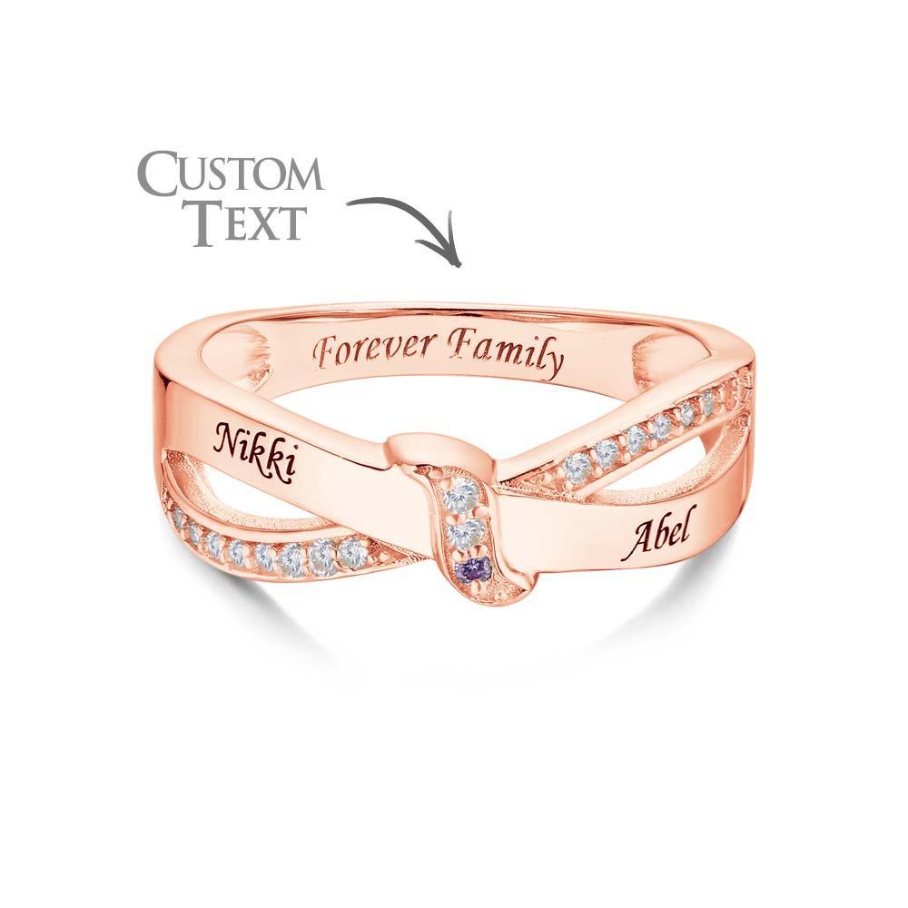 Bague De Naissance Personnalisée Avec Nom Et Texte, Plaqué Or Rose, Bague De Famille Personnalisée, Cadeau Pour Elle - votrecollierprenomfr